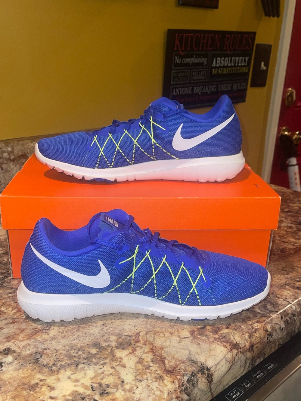 Nike Royal Blue Sneakers with Neon Green Accents - Picture 1 of 6